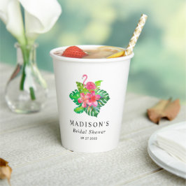 フローラトロピカルフラミンゴブライダルシャワー 紙コップ