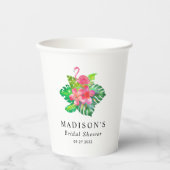 フローラトロピカルフラミンゴブライダルシャワー 紙コップ (正面)