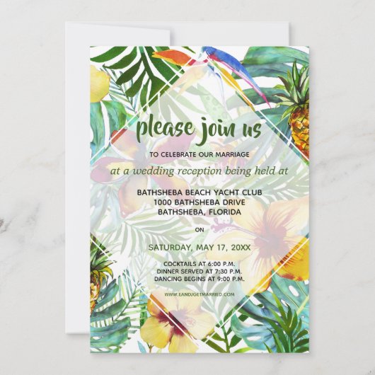 フローラトロピックスたった今結婚しました発表披露宴 招待状 (裏面)