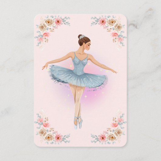 フローラトワイリングバレリーナ水の色ベビーシャワー エンクロージャーカード (裏面)