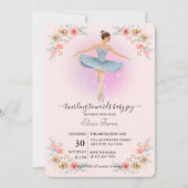 フローラトワイリングバレリーナ水の色ベビーシャワー 招待状 (正面)