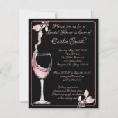 フローラトーストフォーマルブラックとバラブライダルシャワー 招待状 (正面)