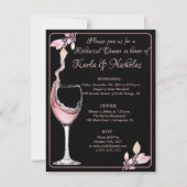 フローラトーストフォーマルブラックリハーサルディナー 招待状 (正面)