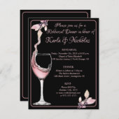フローラトーストフォーマルブラックリハーサルディナー 招待状 (正面/裏面)