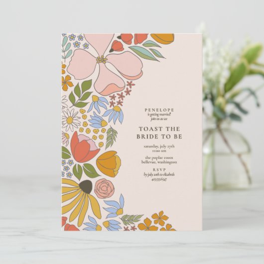 フローラトースト花嫁カクテルアワーシャワー 招待状 (スタンド正面)