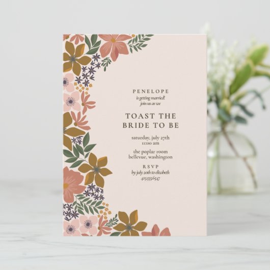 フローラトースト花嫁カクテルアワーシャワー 招待状 (スタンド正面)