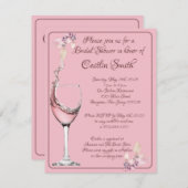 "フローラトースト"，ピンクローズブライダルシャワー 招待状 (正面/裏面)