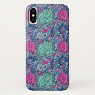 フローラドカラフルッドルパターン iPhone X ケース