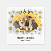 フローラドッグキャットペットフォトドッグ結婚恋人のカスタム スタンダードカクテルナプキン (正面)