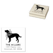 フローラドッグパーソナライズされたスクエアアドレススタンプ ラバースタンプ (押印)