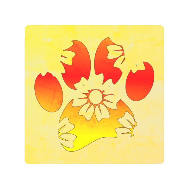 フローラドッグポープリント メタルプリント (正面)