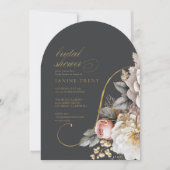 フローラドラマブライダルシャワー木炭アーチID1022 招待状 (正面)