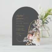 フローラドラマブライダルシャワー木炭アーチID1022 招待状 (スタンド正面)
