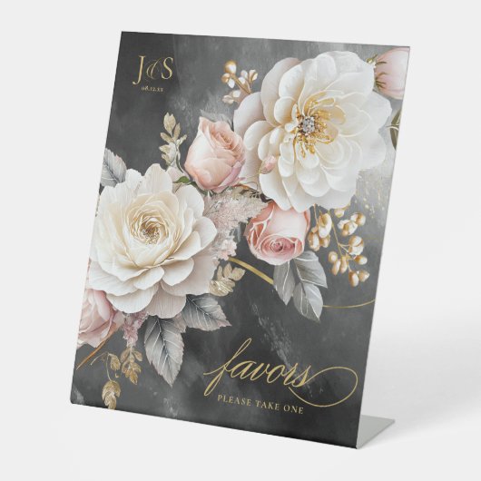 フローラドラマ結婚式の引き出物木炭ID1022 台座サイン (正面)