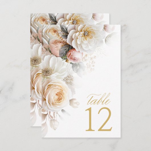 フローラドラ結婚マのテーブル番号ホワイトID1022 招待状 (正面/裏面)