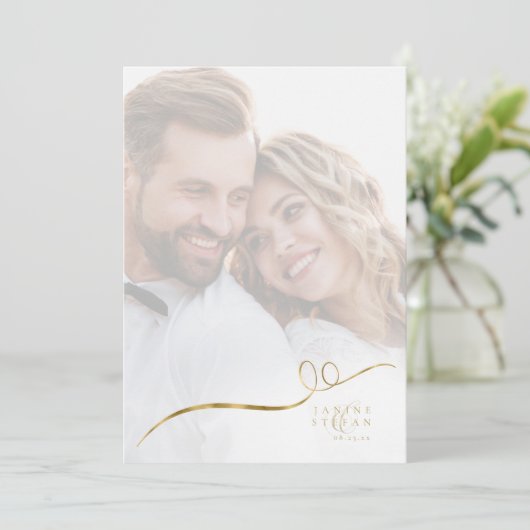 フローラドラ結婚マの写真テンプレートホワイトID1022 サンキューカード (スタンド正面)