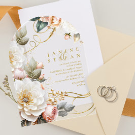 フローラドラ結婚マの透明アーチID1022 アクリル招待状