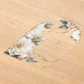 フローラドラ結婚マの透明アーチID1022 アクリル招待状 (レイダウン)