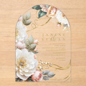 フローラドラ結婚マの透明アーチID1022 アクリル招待状 (正面)