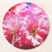 フローラドリームス03ホットピンク ラウンドペーパーコースター (正面)