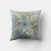 フローラドリームパターン抽象芸術アートブルーカーキ名 クッション (裏面)