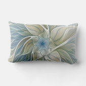 フローラドリームパターン抽象芸術アートブルーカーキ名 ランバークッション (裏面)
