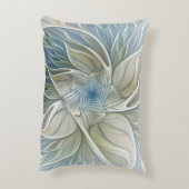 フローラドリームパターン抽象芸術ブルーカーキフラクタル アクセントクッション (裏面(縦))