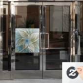 フローラドリームパターン抽象芸術ブルーカーキフラクタル ウィンドウサイン (オフィスドア)