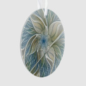 フローラドリームパターン抽象芸術ブルーカーキフラクタル オーナメント (正面)