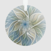 フローラドリームパターン抽象芸術ブルーカーキフラクタル オーナメント (裏面)
