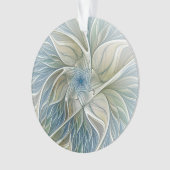 フローラドリームパターン抽象芸術ブルーカーキフラクタル オーナメント (正面)