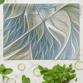 フローラドリームパターン抽象芸術ブルーカーキフラクタル キッチンタオル (折り畳み)