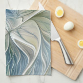 フローラドリームパターン抽象芸術ブルーカーキフラクタル キッチンタオル (四つ折り)