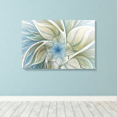 フローラドリームパターン抽象芸術ブルーカーキフラクタル キャンバスプリント (インサイチュ (ウッドフロア))