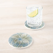 フローラドリームパターン抽象芸術ブルーカーキフラクタル コースター (側面)