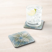 フローラドリームパターン抽象芸術ブルーカーキフラクタル コースター (右側)