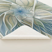 フローラドリームパターン抽象芸術ブルーカーキフラクタル シェルパブランケット (3/4)