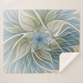 フローラドリームパターン抽象芸術ブルーカーキフラクタル シェルパブランケット (正面(横))