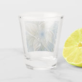 フローラドリームパターン抽象芸術ブルーカーキフラクタル ショットグラス (裏面)