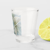 フローラドリームパターン抽象芸術ブルーカーキフラクタル ショットグラス (右)