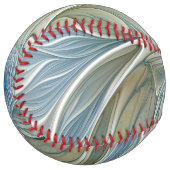 フローラドリームパターン抽象芸術ブルーカーキフラクタル ソフトボール (正面左)