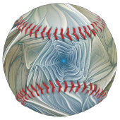 フローラドリームパターン抽象芸術ブルーカーキフラクタル ソフトボール (裏面)