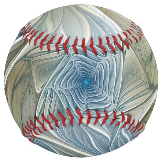 フローラドリームパターン抽象芸術ブルーカーキフラクタル ソフトボール (正面)