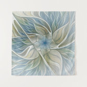 フローラドリームパターン抽象芸術ブルーカーキフラクタル タペストリー (正面(横))