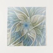 フローラドリームパターン抽象芸術ブルーカーキフラクタル タペストリー (正面)