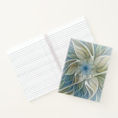 フローラドリームパターン抽象芸術ブルーカーキフラクタル ノートブック (内部)