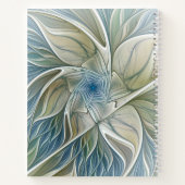 フローラドリームパターン抽象芸術ブルーカーキフラクタル ノートブック (裏面)