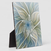 フローラドリームパターン抽象芸術ブルーカーキフラクタル フォトプラーク (側面)