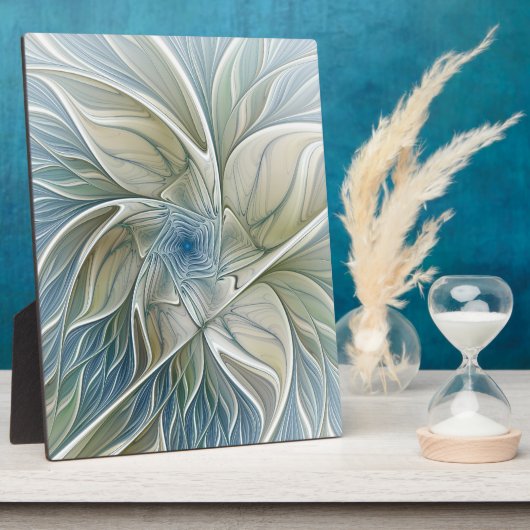 フローラドリームパターン抽象芸術ブルーカーキフラクタル フォトプラーク (側面)