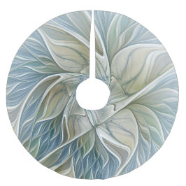 フローラドリームパターン抽象芸術ブルーカーキフラクタル ブラッシュドポリエステルツリースカート